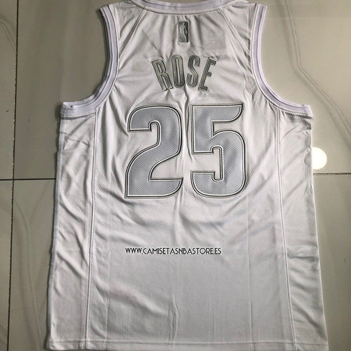 Derrick Rose NO 25 Camiseta Detroit Pistons MVP Blanco